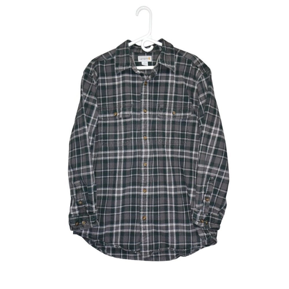 Carhartt Mens Shirt Size‎ L Flannel Plaid Button Down Pockets Casual